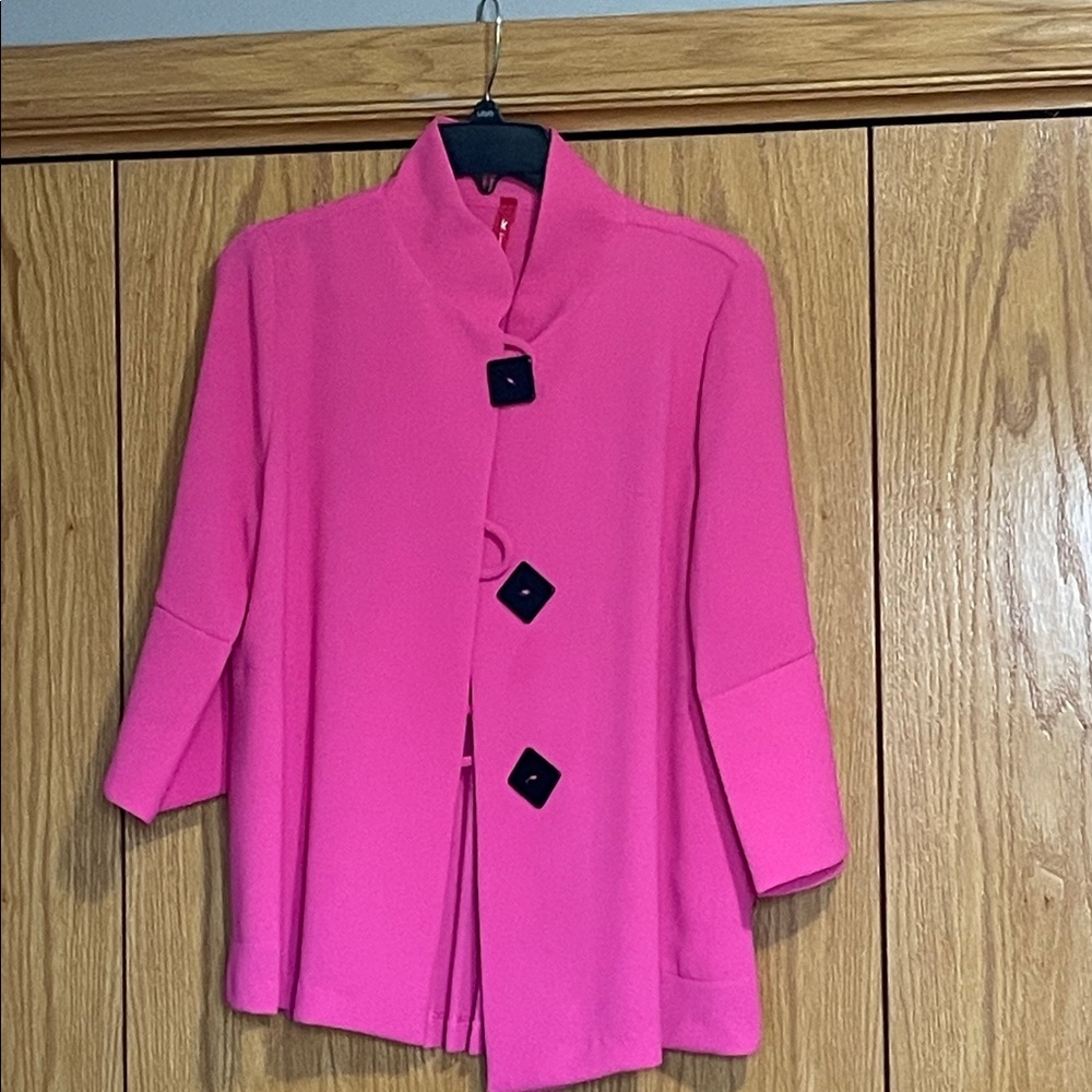 IC by Connie K Hot Pink Pleated Back Jacket 3/4 Sleeves - Picture 5 of 6